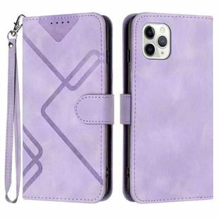 For iPhone 11 Pro Line Pattern Skin Feel Leather Phone Case(Light Purple)