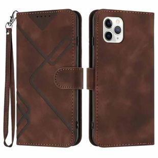 For iPhone 11 Pro Max Line Pattern Skin Feel Leather Phone Case(Coffee)