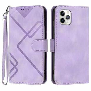 For iPhone 11 Pro Max Line Pattern Skin Feel Leather Phone Case(Light Purple)