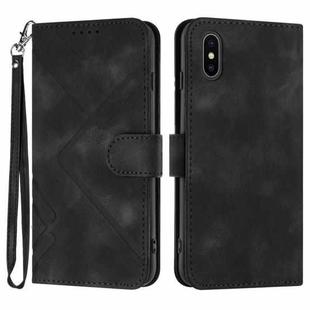 For iPhone XS Max Line Pattern Skin Feel Leather Phone Case(Black)