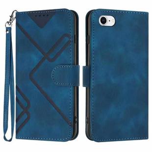 For iPhone 6/7/8/SE 2020/SE 2022 Line Pattern Skin Feel Leather Phone Case(Royal Blue)