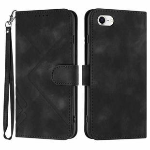 For iPhone 6/7/8/SE 2020/SE 2022 Line Pattern Skin Feel Leather Phone Case(Black)