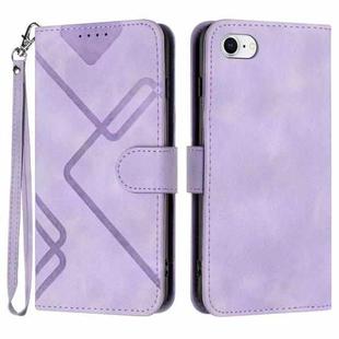 For iPhone 6/7/8/SE 2020/SE 2022 Line Pattern Skin Feel Leather Phone Case(Light Purple)