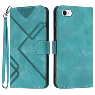For iPhone 6/7/8/SE 2020/SE 2022 Line Pattern Skin Feel Leather Phone Case(Light Blue)