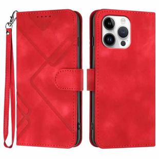 For iPhone 16 Pro Max Line Pattern Skin Feel Leather Phone Case(Red)