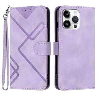 For iPhone 16 Pro Max Line Pattern Skin Feel Leather Phone Case(Light Purple)