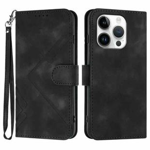 For iPhone 16 Pro Line Pattern Skin Feel Leather Phone Case(Black)