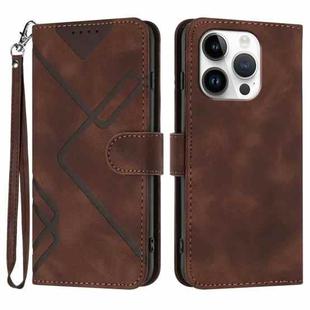 For iPhone 16 Pro Line Pattern Skin Feel Leather Phone Case(Coffee)