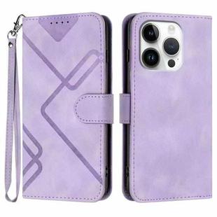 For iPhone 16 Pro Line Pattern Skin Feel Leather Phone Case(Light Purple)