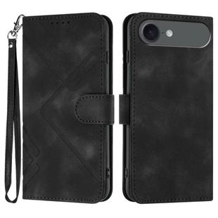 For iPhone 17 Air Line Pattern Skin Feel Leather Phone Case(Black)