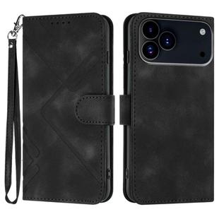 For iPhone 17 Pro Max Line Pattern Skin Feel Leather Phone Case(Black)