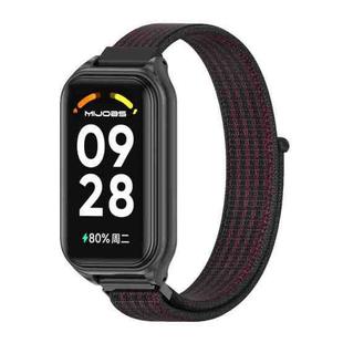 For Redmi Band 2 Mijobs Metal Shell Breathable Nylon Loop Watch Band(Black Red)