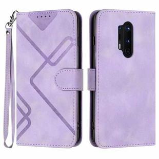 For OnePlus 8 Pro Line Pattern Skin Feel Leather Phone Case(Light Purple)