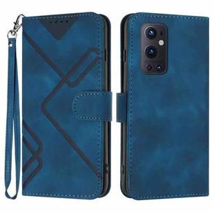 For OnePlus 9 Pro Line Pattern Skin Feel Leather Phone Case(Royal Blue)