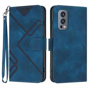 For OnePlus Nord 2 5G Line Pattern Skin Feel Leather Phone Case(Royal Blue)
