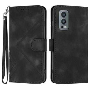 For OnePlus Nord 2 5G Line Pattern Skin Feel Leather Phone Case(Black)
