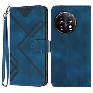 For OnePlus 11 Line Pattern Skin Feel Leather Phone Case(Royal Blue)