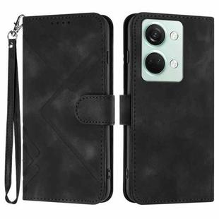 For OnePlus Ace 2V Line Pattern Skin Feel Leather Phone Case(Black)