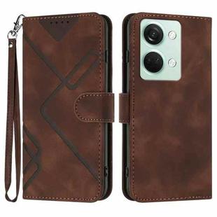 For OnePlus Ace 2V Line Pattern Skin Feel Leather Phone Case(Coffee)