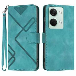 For OnePlus Ace 2V Line Pattern Skin Feel Leather Phone Case(Light Blue)