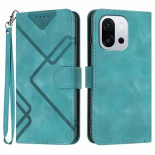 For OnePlus 13T Line Pattern Skin Feel Leather Phone Case(Light Blue)