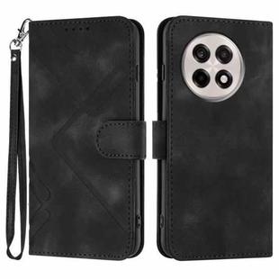 For OnePlus Ace 5 / 13R Global Line Pattern Skin Feel Leather Phone Case(Black)