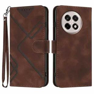 For OnePlus Ace 5 / 13R Global Line Pattern Skin Feel Leather Phone Case(Coffee)