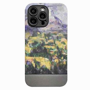 For iPhone 14 Oil Painting Electroplating Leather Phone Case(Iceberg Village)