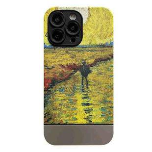 For iPhone 12 Pro Oil Painting Electroplating Leather Phone Case(Sunset)