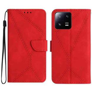 For Xiaomi 13 Stitching Embossed Leather Phone Case(Red)