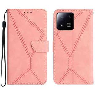 For Xiaomi 13 Stitching Embossed Leather Phone Case(Pink)