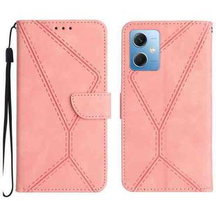 For Xiaomi Redmi Note 12 5G Stitching Embossed Leather Phone Case(Pink)