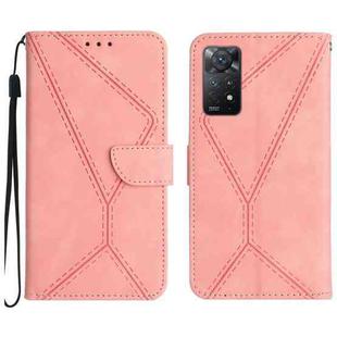 For Redmi Note 11 4G Global Stitching Embossed Leather Phone Case(Pink)