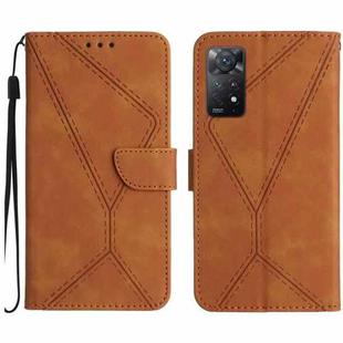 For Redmi Note 11 4G Global Stitching Embossed Leather Phone Case(Brown)