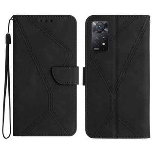 For Redmi Note 11 4G Global Stitching Embossed Leather Phone Case(Black)