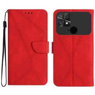 For Xiaomi POCO C40 Stitching Embossed Leather Phone Case(Red)