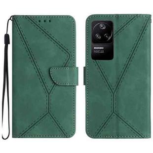For Xiaomi POCO F4 5G Stitching Embossed Leather Phone Case(Green)
