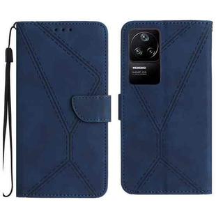 For Xiaomi POCO F4 5G Stitching Embossed Leather Phone Case(Blue)