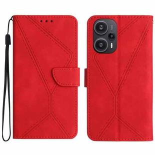 For Xiaomi POCO F5 5G Stitching Embossed Leather Phone Case(Red)