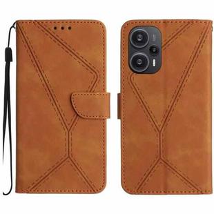 For Xiaomi POCO F5 5G Stitching Embossed Leather Phone Case(Brown)