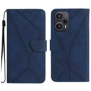 For Xiaomi POCO F5 5G Stitching Embossed Leather Phone Case(Blue)