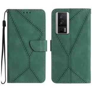 For Xiaomi POCO F5 Pro 5G Stitching Embossed Leather Phone Case(Green)