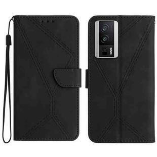 For Xiaomi POCO F5 Pro 5G Stitching Embossed Leather Phone Case(Black)