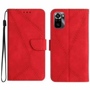 For Xiaomi POCO M5S Stitching Embossed Leather Phone Case(Red)