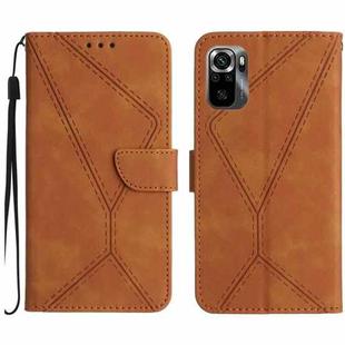 For Xiaomi POCO M5S Stitching Embossed Leather Phone Case(Brown)