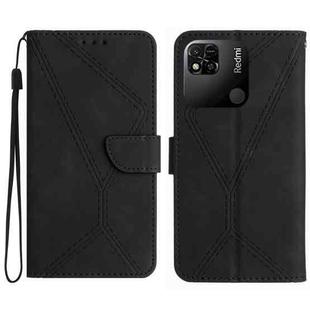 For Xiaomi Redmi 10A Stitching Embossed Leather Phone Case(Black)