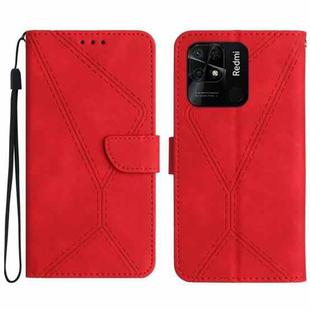 For Xiaomi Redmi 10C Stitching Embossed Leather Phone Case(Red)