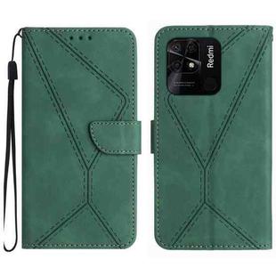 For Xiaomi Redmi 10C Stitching Embossed Leather Phone Case(Green)