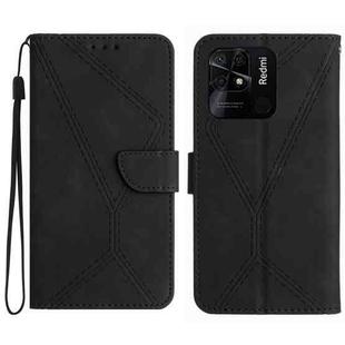 For Xiaomi Redmi 10C Stitching Embossed Leather Phone Case(Black)