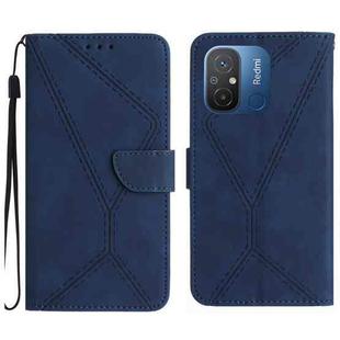 For Xiaomi Redmi 11A Stitching Embossed Leather Phone Case(Blue)